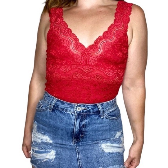 MODA Red Y2K Lace Tank Top - Picture 7 of 7